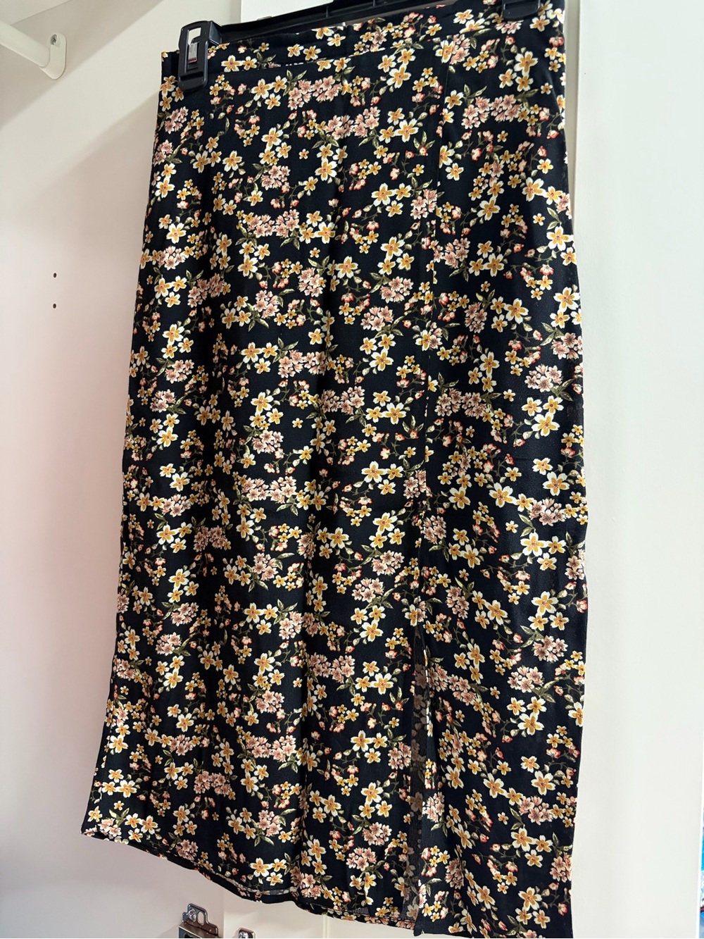 Tilly's Black Maxi Skirt with Yellow & Pink Floral Print
